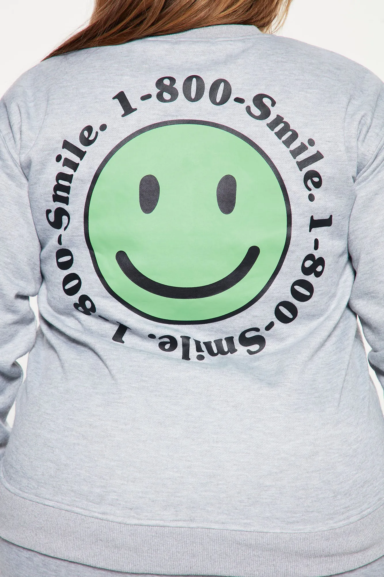 1 800 Smile Happy Face Sweatshirt - Heather Grey