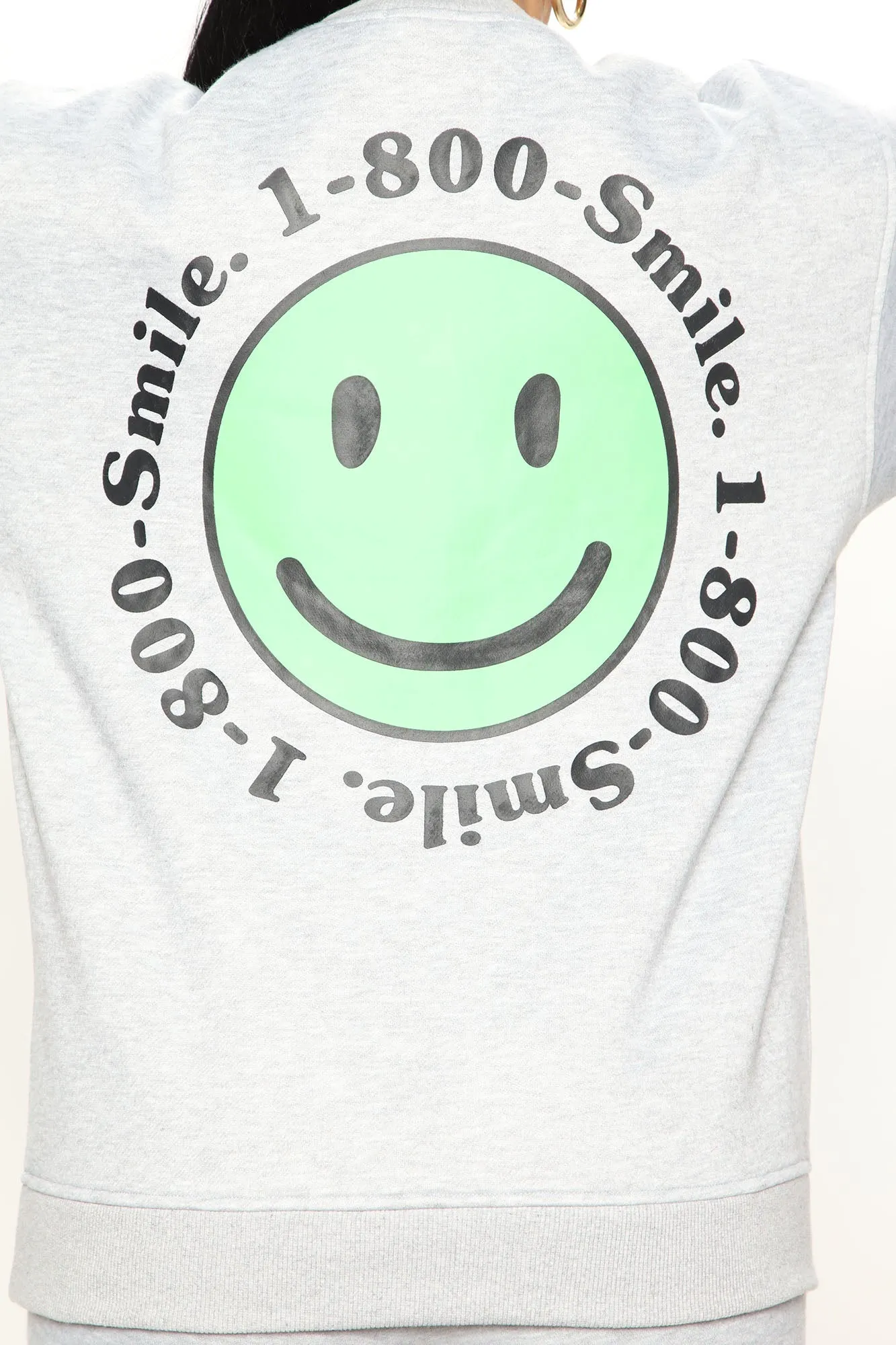 1 800 Smile Happy Face Sweatshirt - Heather Grey