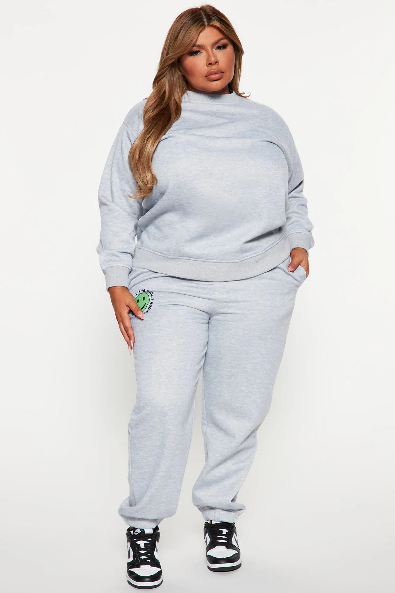 1 800 Smile Happy Face Sweatshirt - Heather Grey