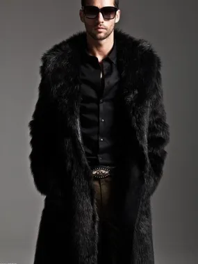 2023 Autumn and Winter Men's Faux Fur Large Lapel Fur Long Men's Faux Fur Jacket fashion thicken Men's Overcoat Clothing