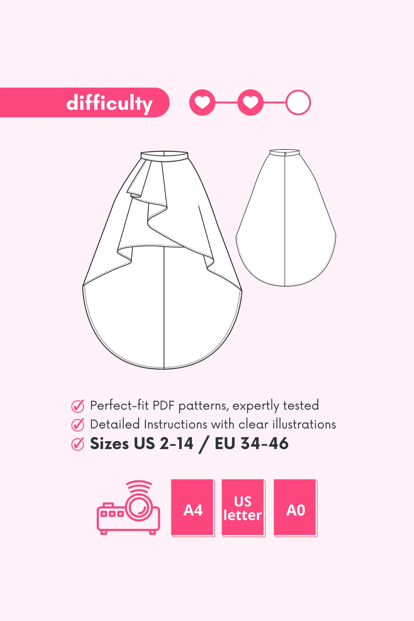 AGNES - High Low Skirt Pattern