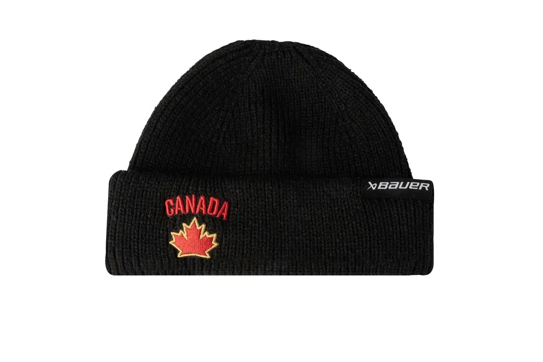 BAUER Men's IIHF Team Canada Fisherman Beanie Toque Black