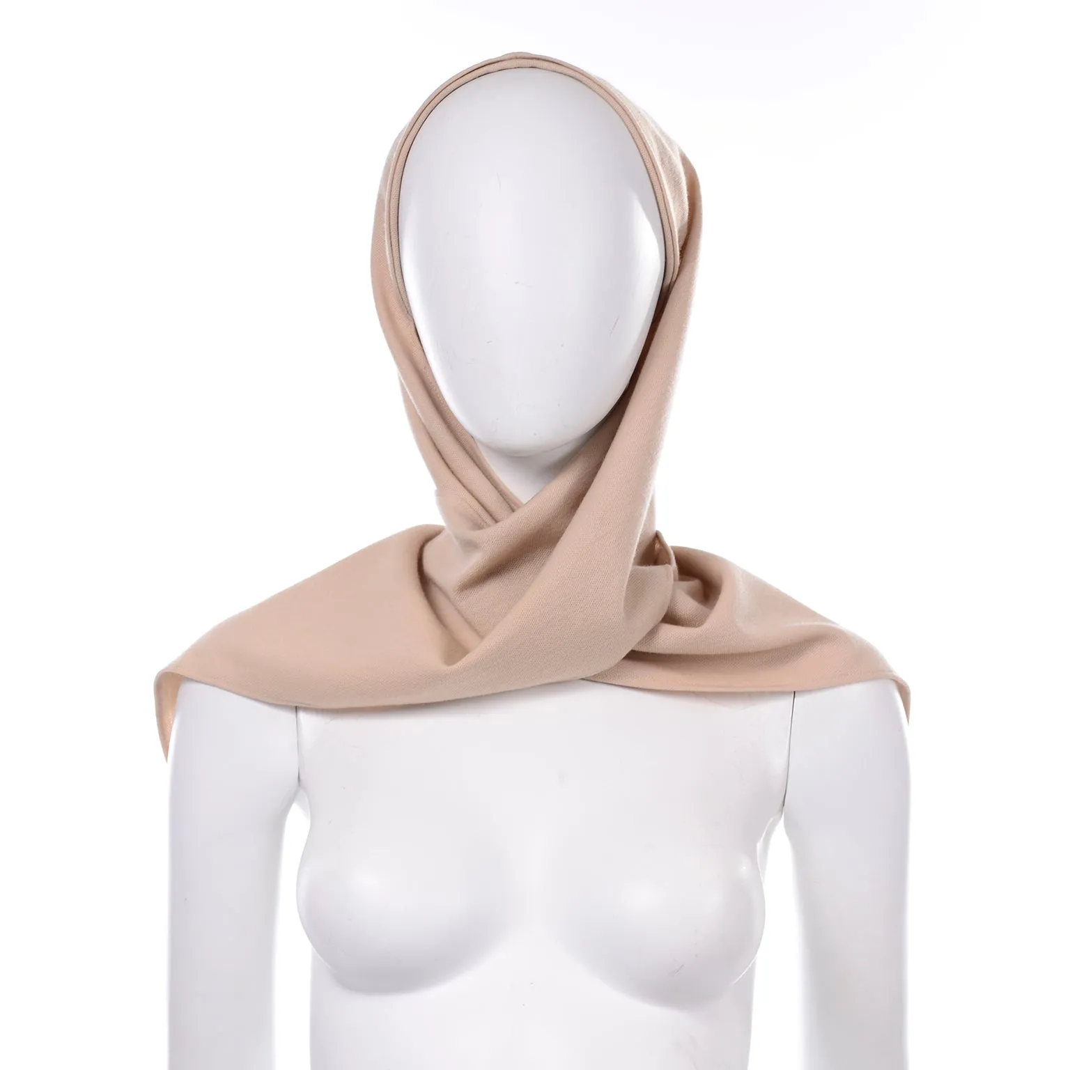 Bergdorf Goodman Vintage Beige Wool Snood Style Cap Hat