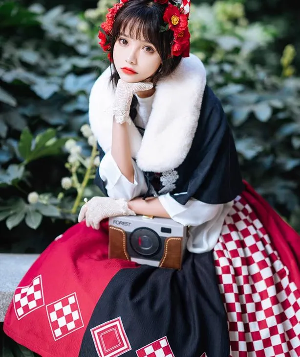 (BFM)Forest Wardrobe~Seagull Island Tea~Wa Lolita Full Set Taisho Style Lolita JSK