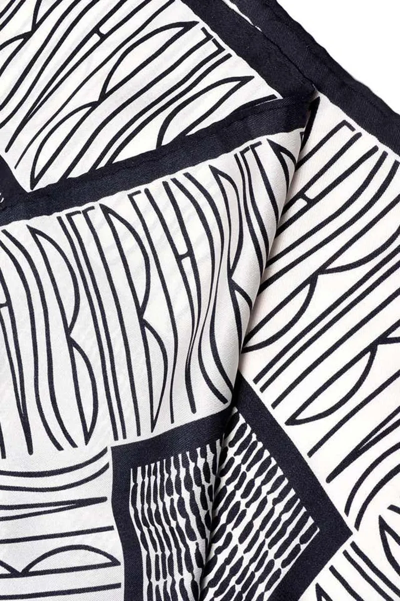 Bill Blass Black & White Vintage Silk Monogram Logo Statement Scarf