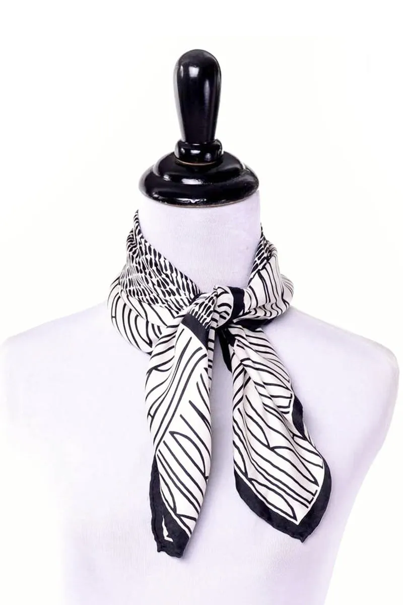 Bill Blass Black & White Vintage Silk Monogram Logo Statement Scarf