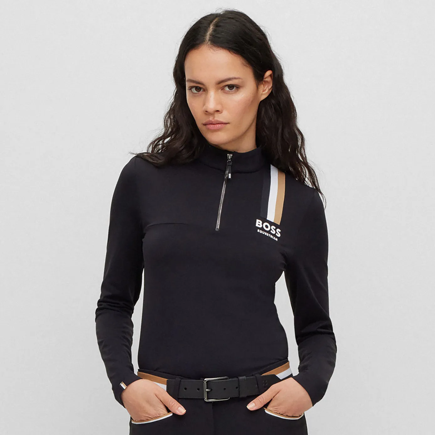 BOSS Equestrian Lia Signature Stripe Training Shirt - Black