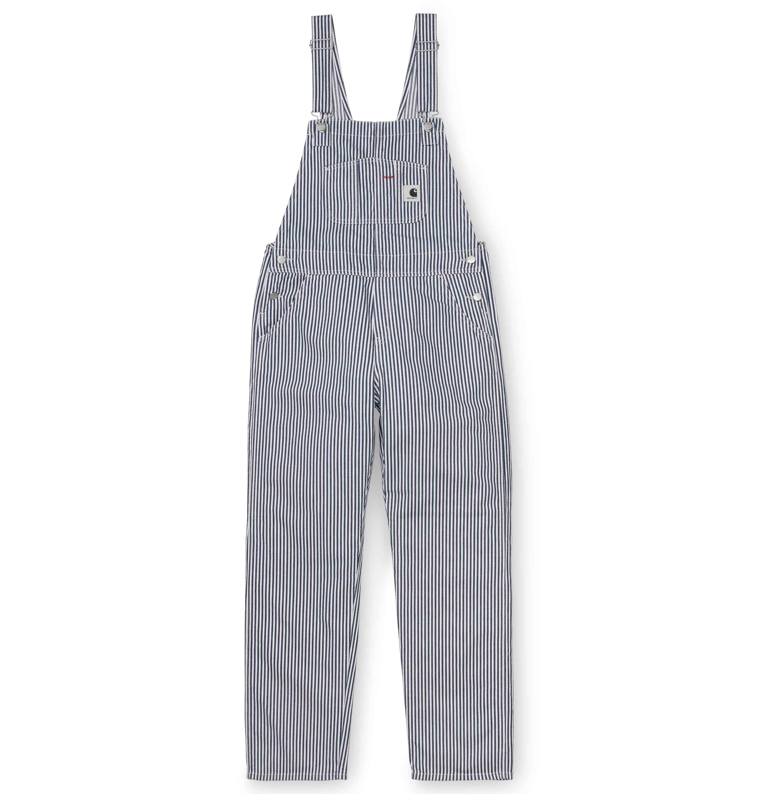 Carhartt WIP Women's Bib Overall – Straight – Blue/White Rinsed