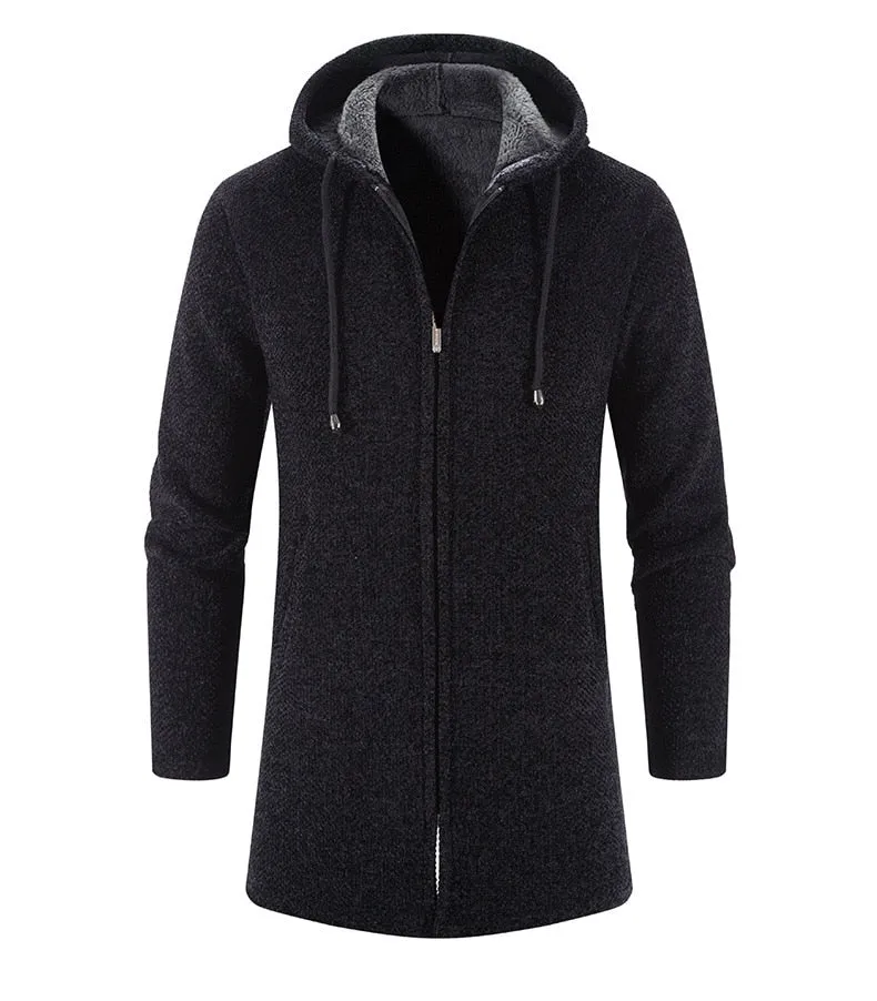 Cashmere Men's Cardigan Chenille Outer Sweater Coat Windbreaker
