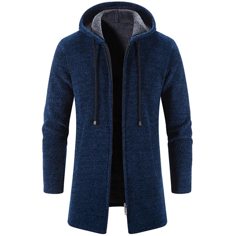 Cashmere Men's Cardigan Chenille Outer Sweater Coat Windbreaker