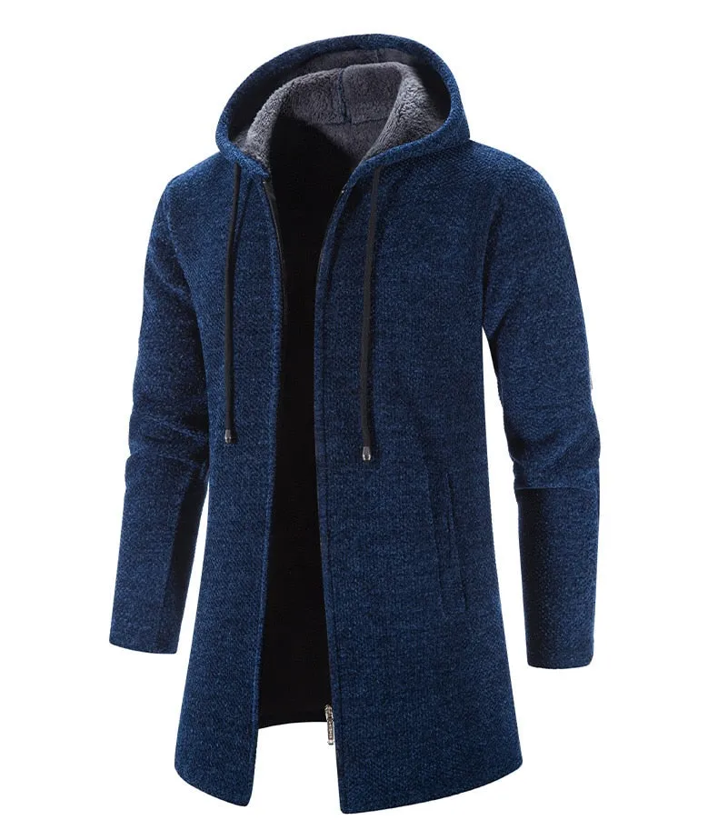 Cashmere Men's Cardigan Chenille Outer Sweater Coat Windbreaker