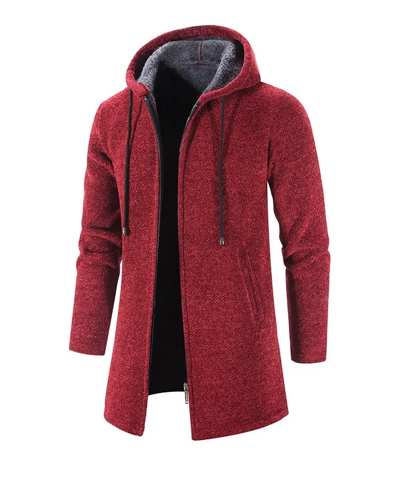 Cashmere Men's Cardigan Chenille Outer Sweater Coat Windbreaker