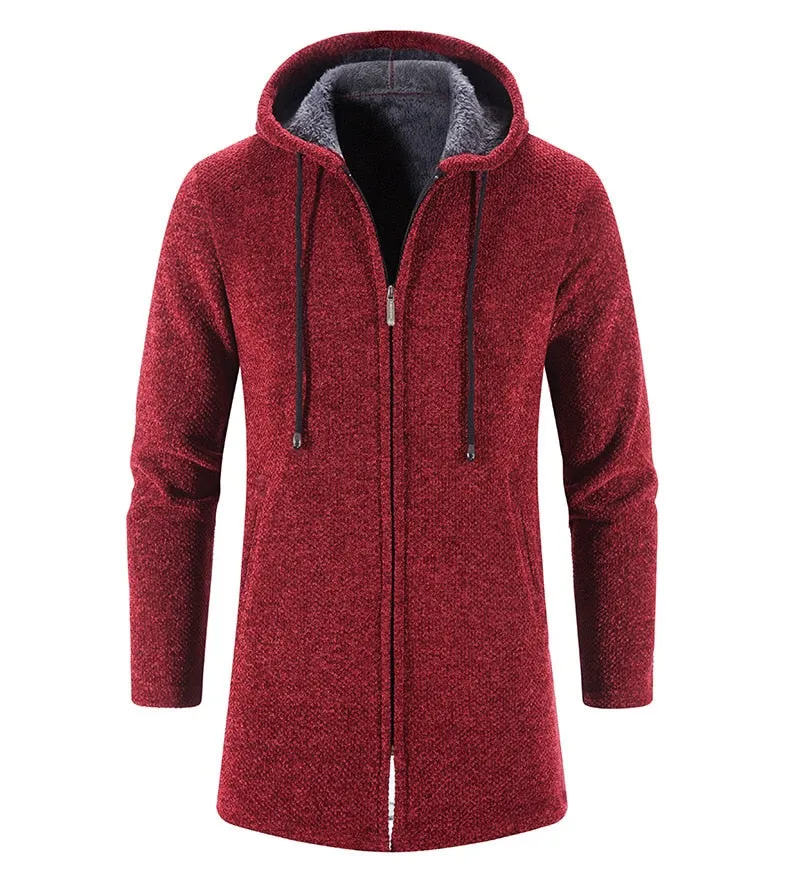 Cashmere Men's Cardigan Chenille Outer Sweater Coat Windbreaker