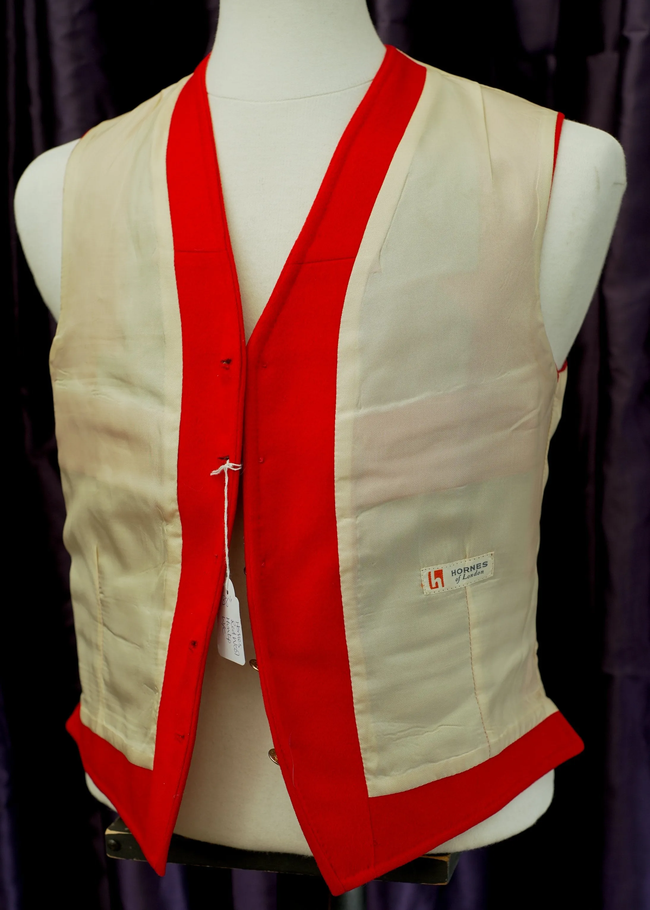 Classic Red Wool Doeskin Hunting Waistcoat Vest by Hornes