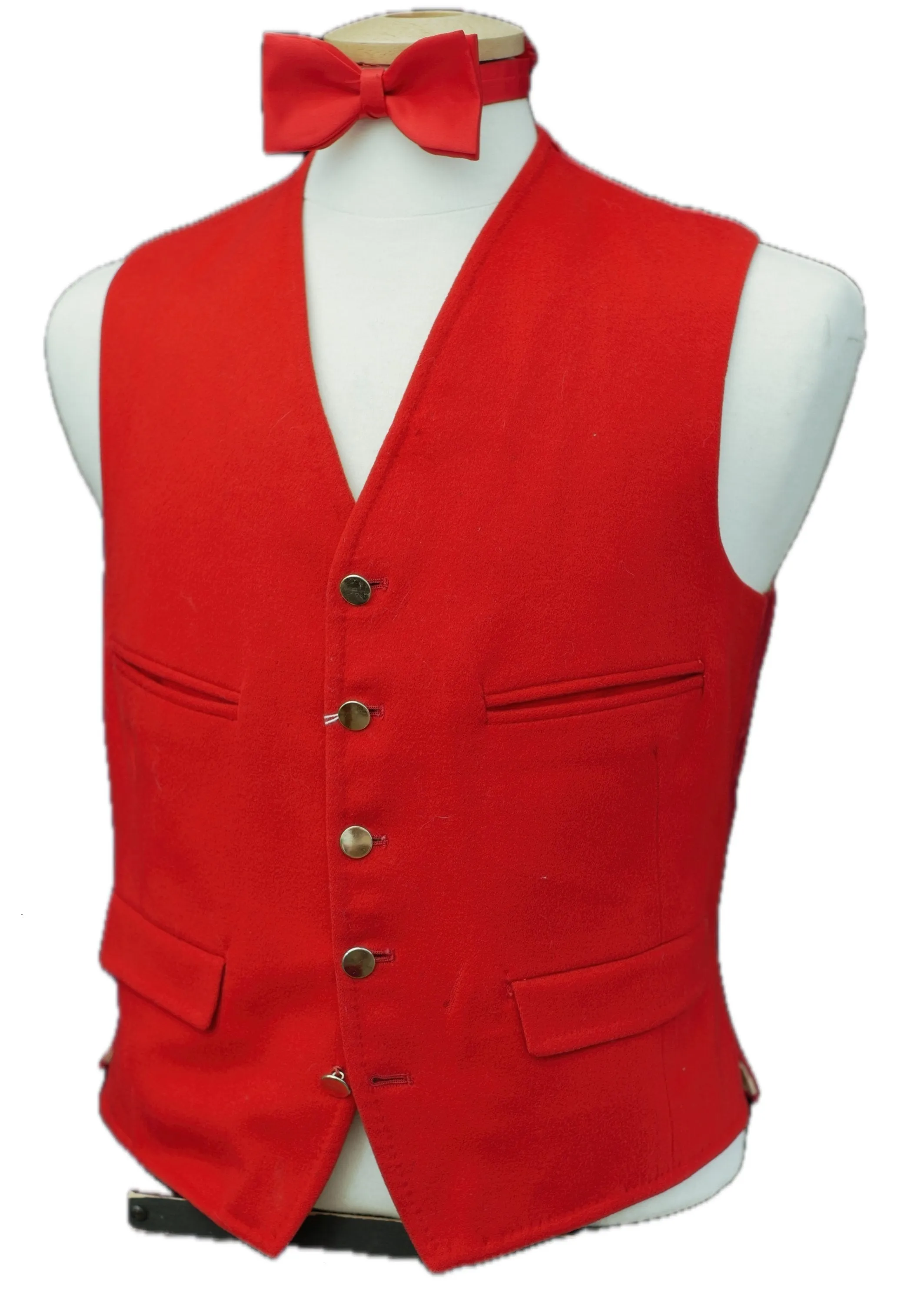 Classic Red Wool Doeskin Hunting Waistcoat Vest by Hornes