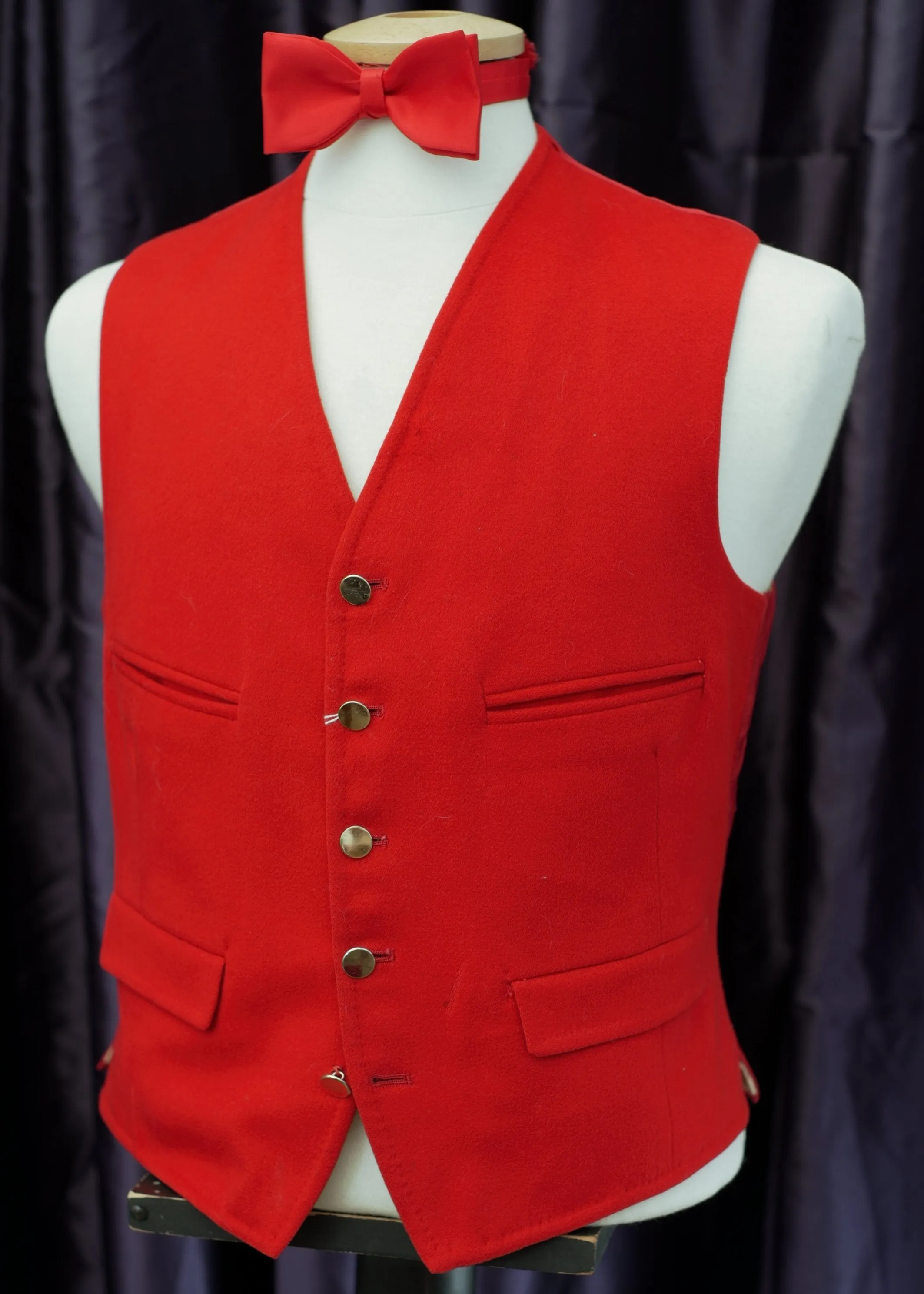 Classic Red Wool Doeskin Hunting Waistcoat Vest by Hornes