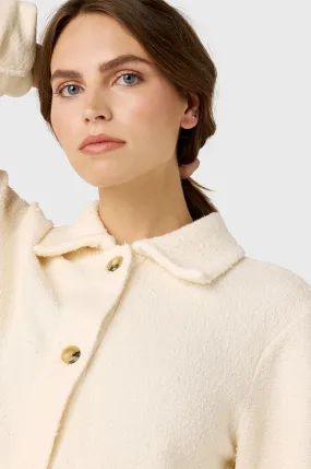 COLLARED CARDI IN VANILLA BOUCLé