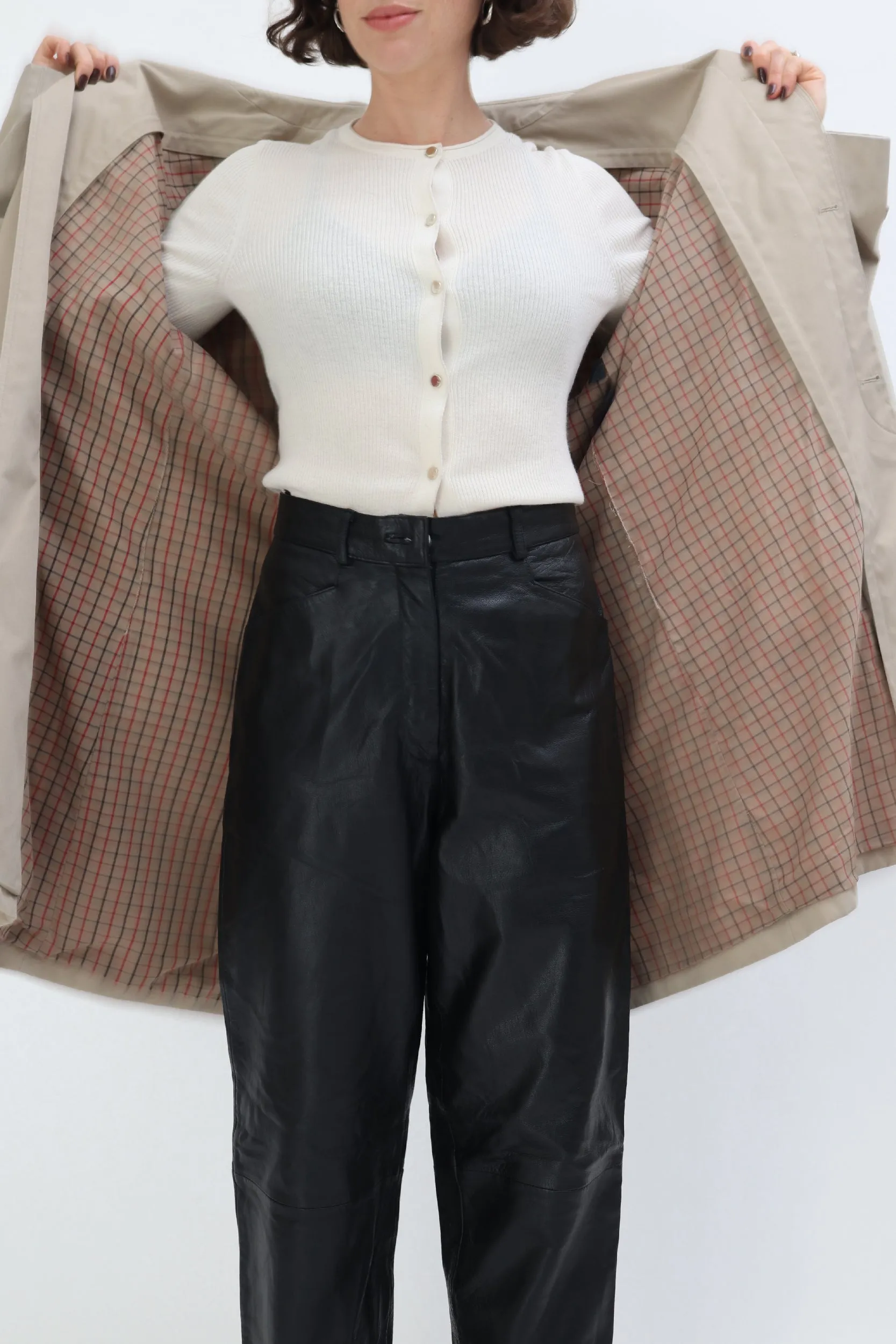 CREAM RIBBED KNIT CARDIGAN