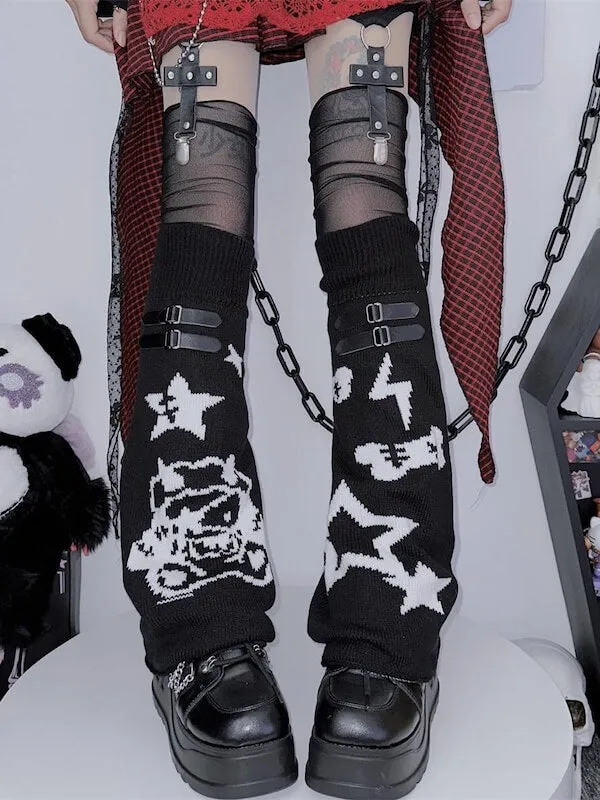 Devil star buckle leg warmers