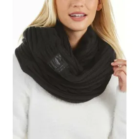 DKNY Womens Fleece Line Knit Infinity Scarf Black
