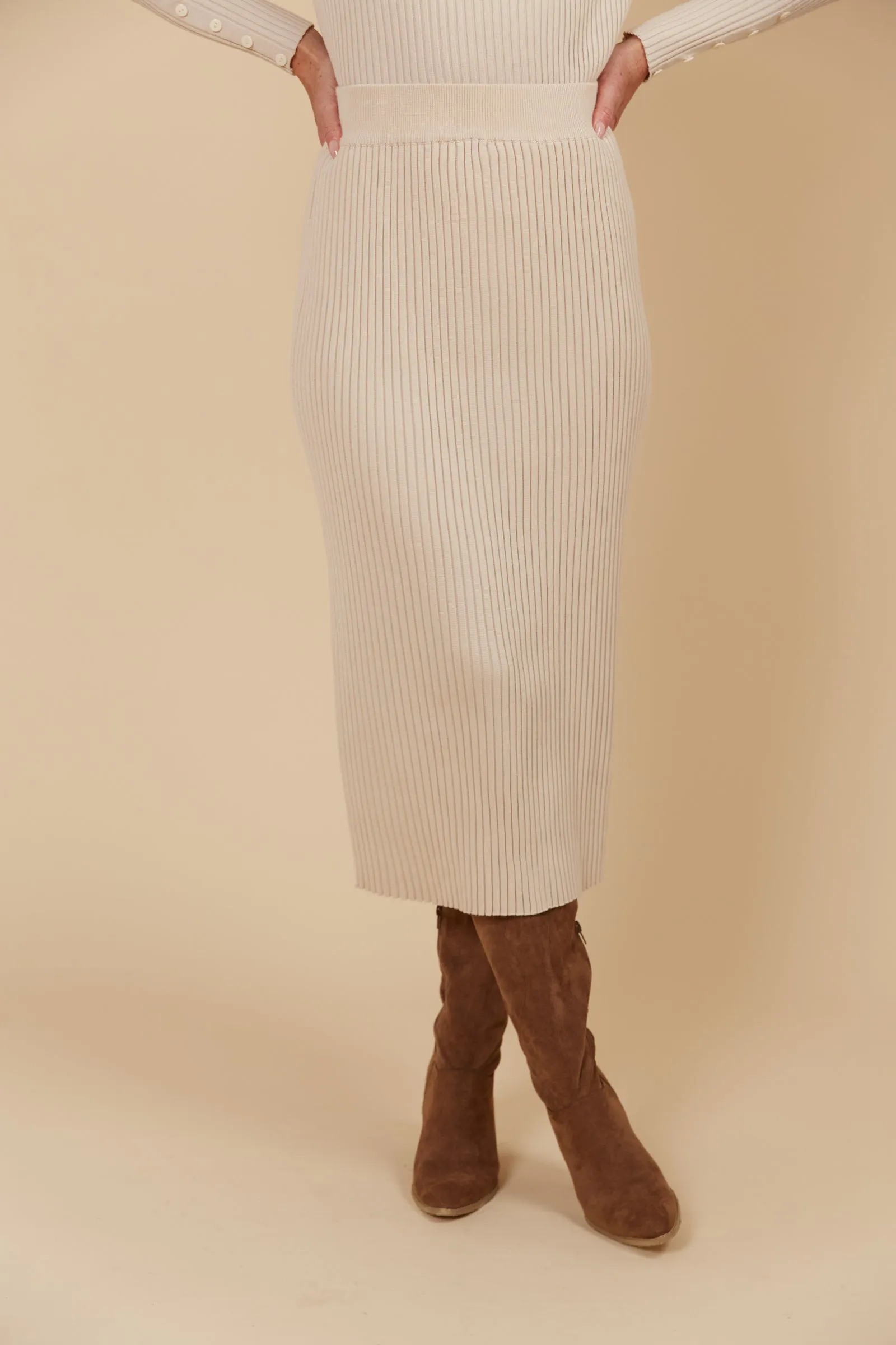 JUNO KNIT SKIRT - CANVAS