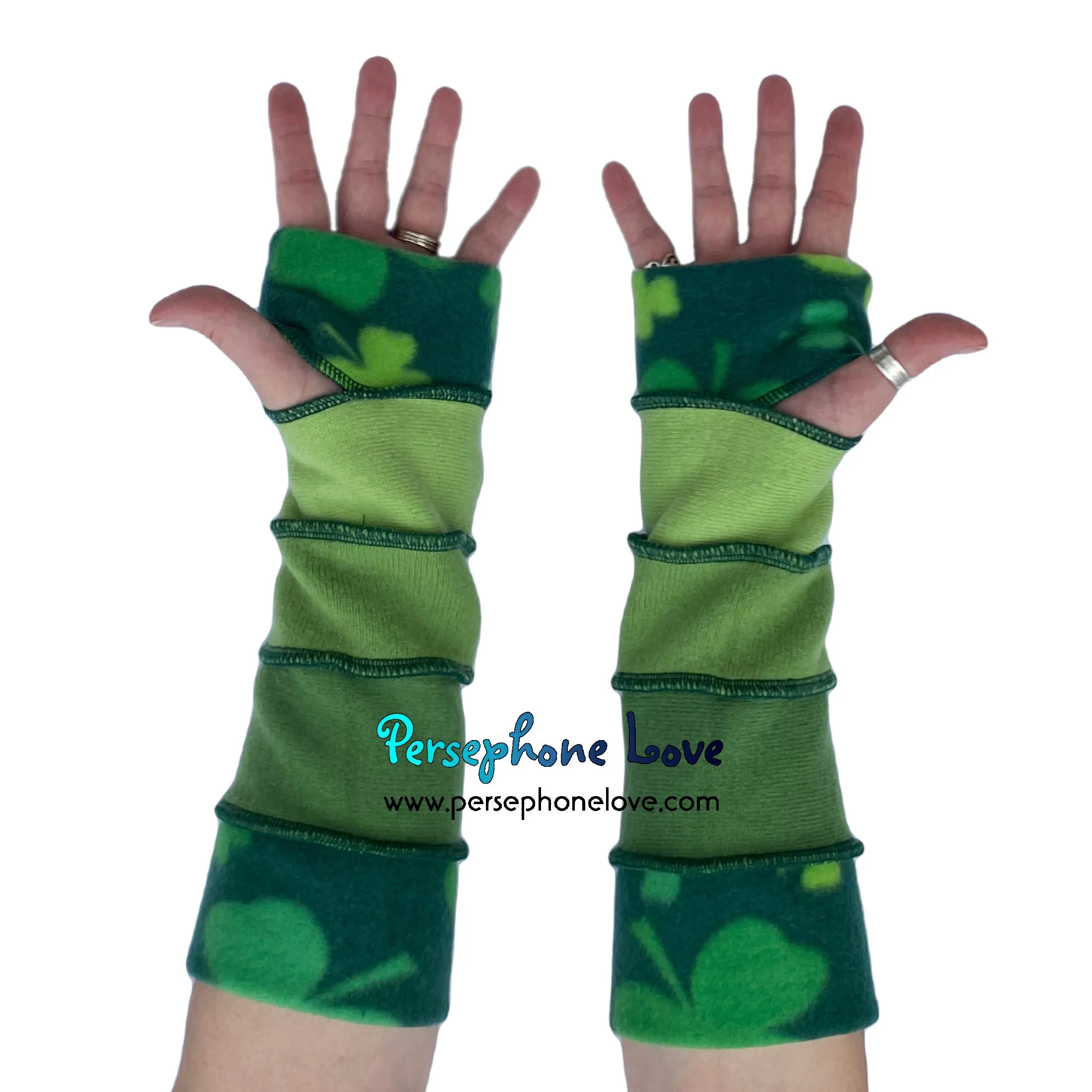 Katwise-inspired green felted 100% cashmere arm warmers-1674