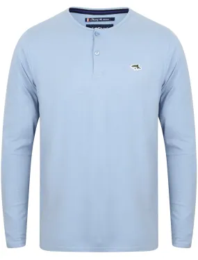 Kirkwood Long Sleeve Henley Top in Placid Blue - Le Shark