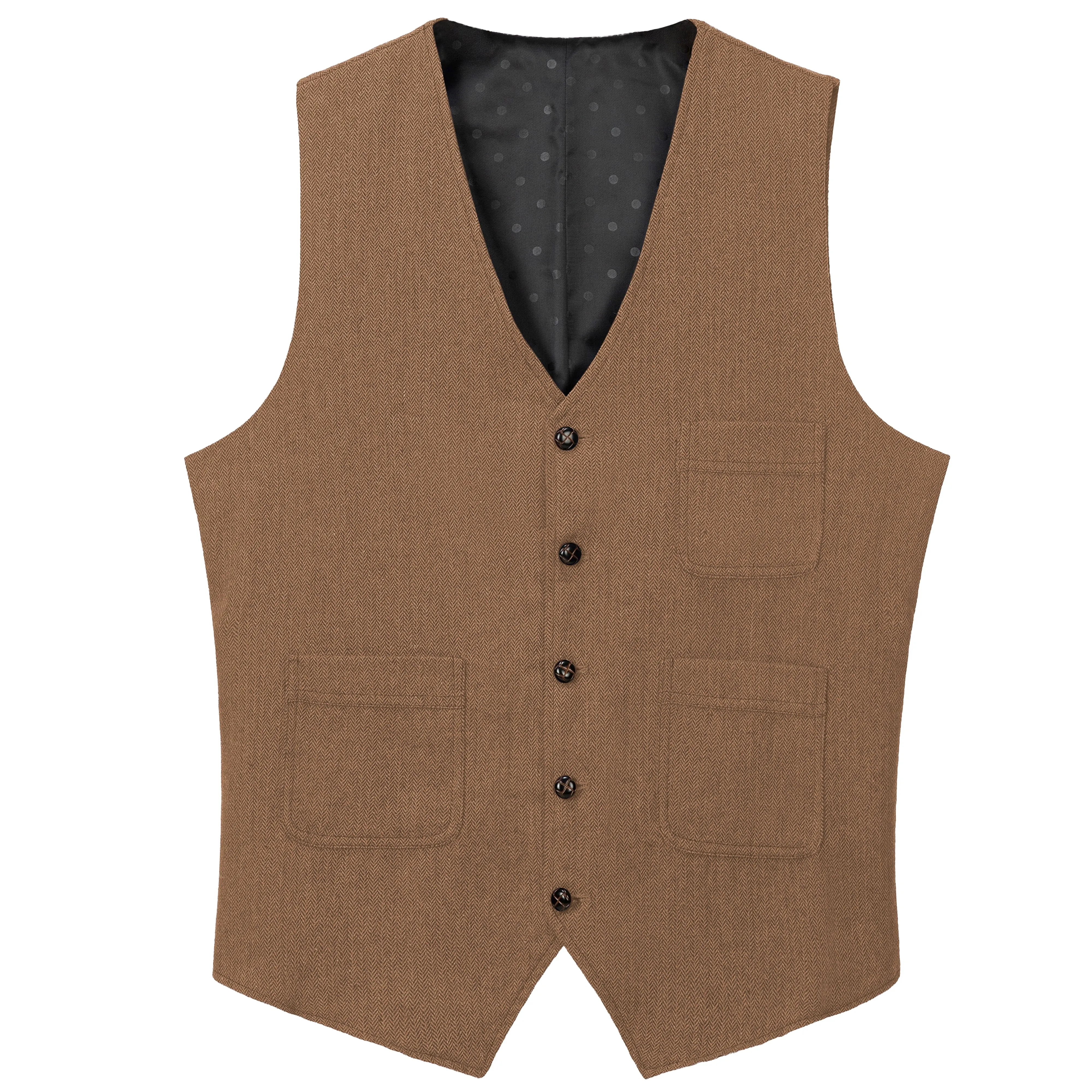 Mens Business Casual Single Breasted V Neck Waistcoat