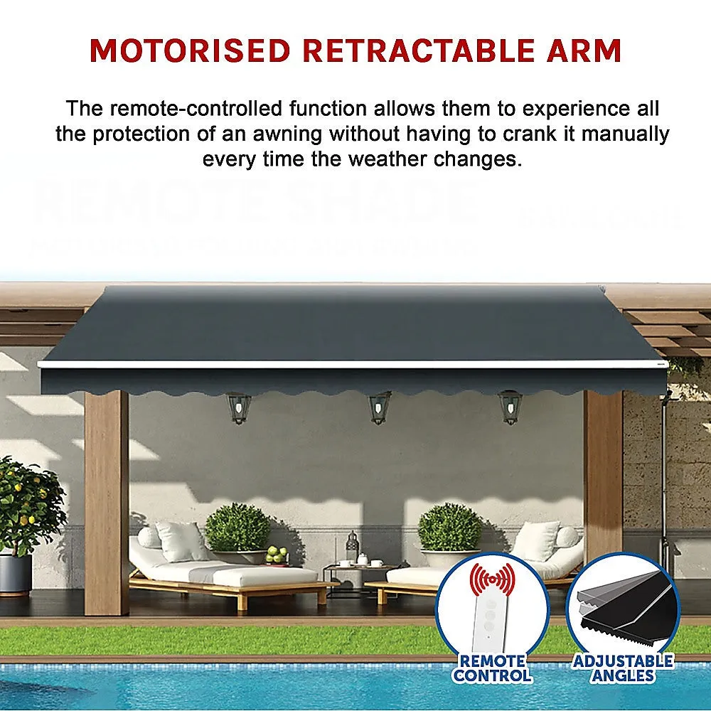Motorised UV-resistant Folding Arm Awning Canopy 3x2.5m Grey