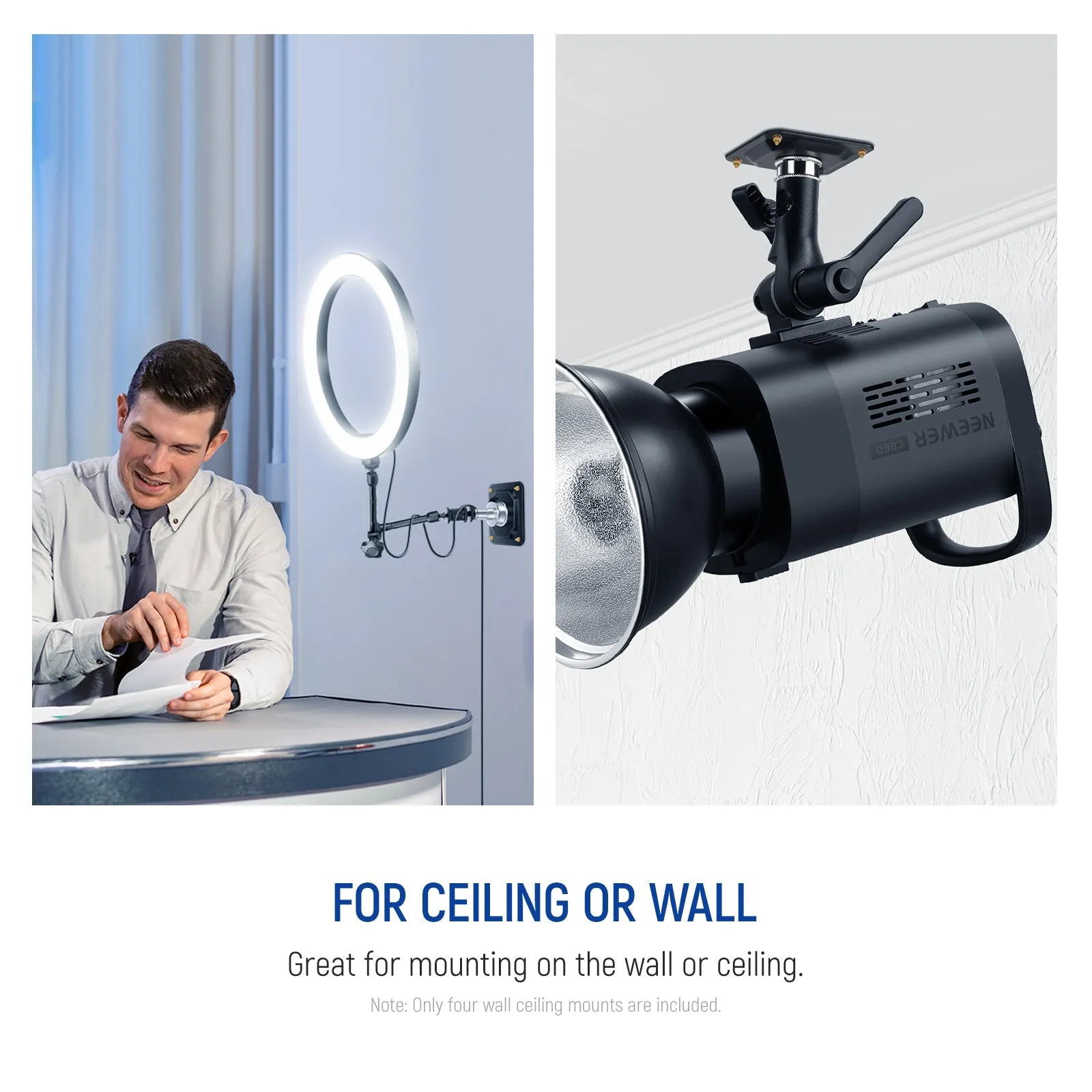 NEEWER 4 Packs Wall and Ceiling Mount Adapter