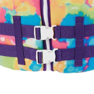 New - Speedo Youth PFD Aqua Splash Life Jacket Vest - Tie-Dye