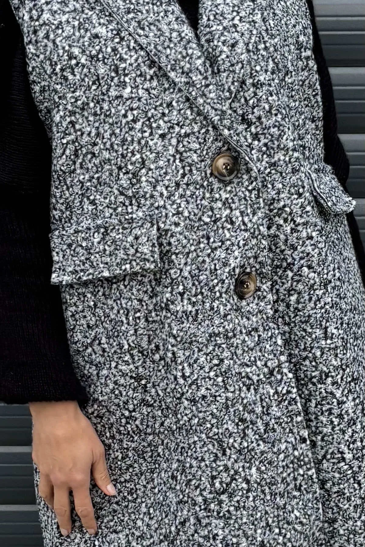 Nori Boucle Fleck Gilet Grey