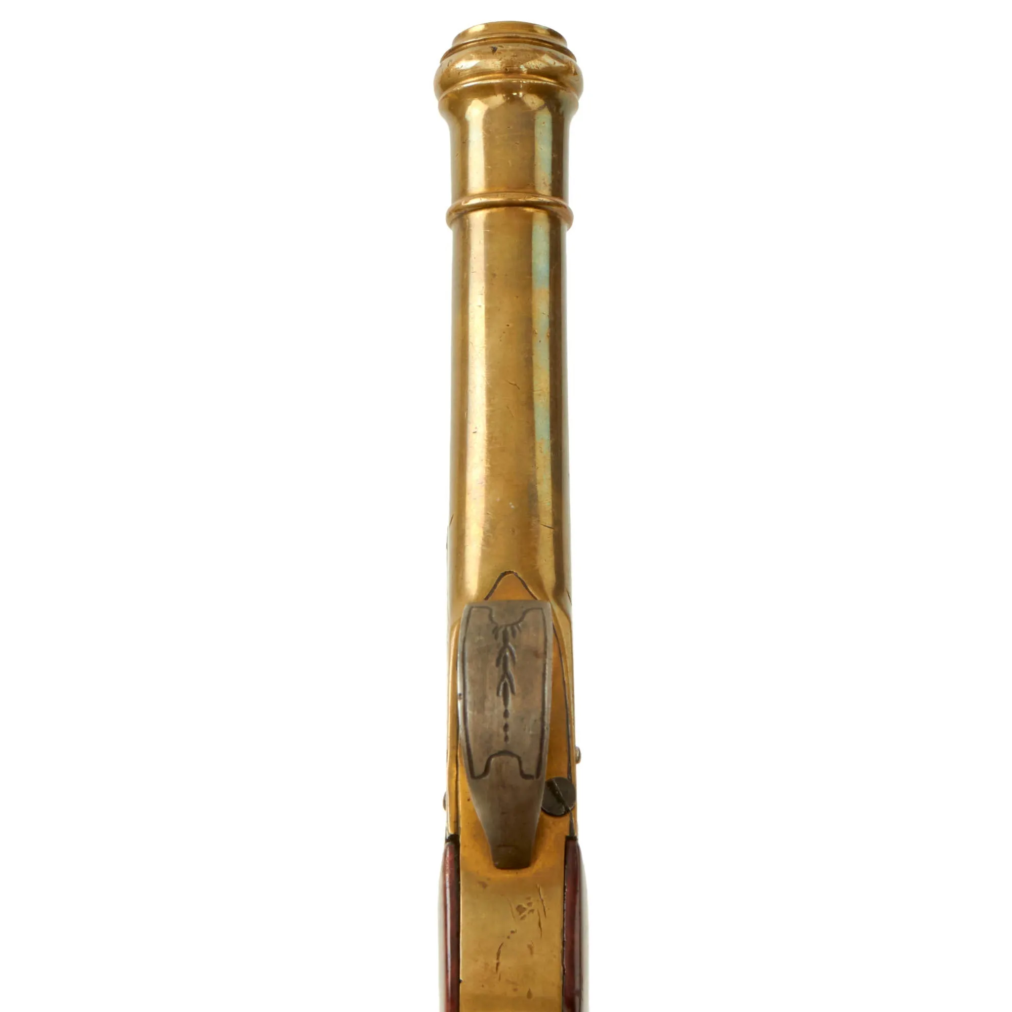 Original European Continental Brass Framed Flintlock Boxlock Vest Pistol with Safety - circa 1800
