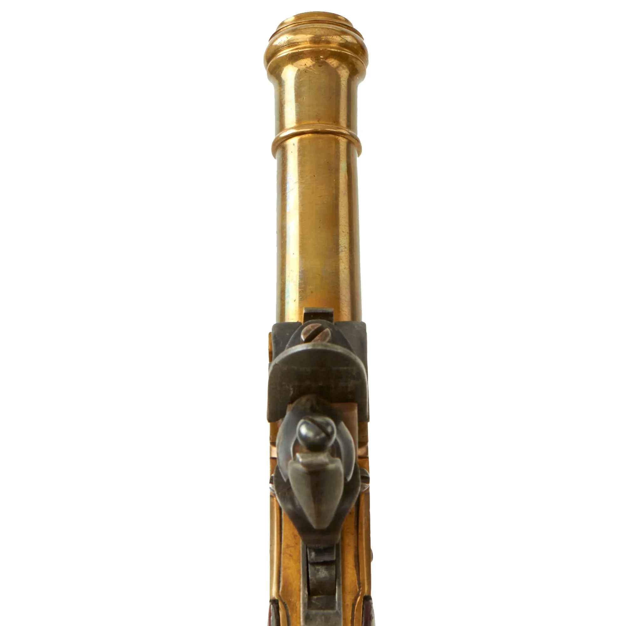 Original European Continental Brass Framed Flintlock Boxlock Vest Pistol with Safety - circa 1800