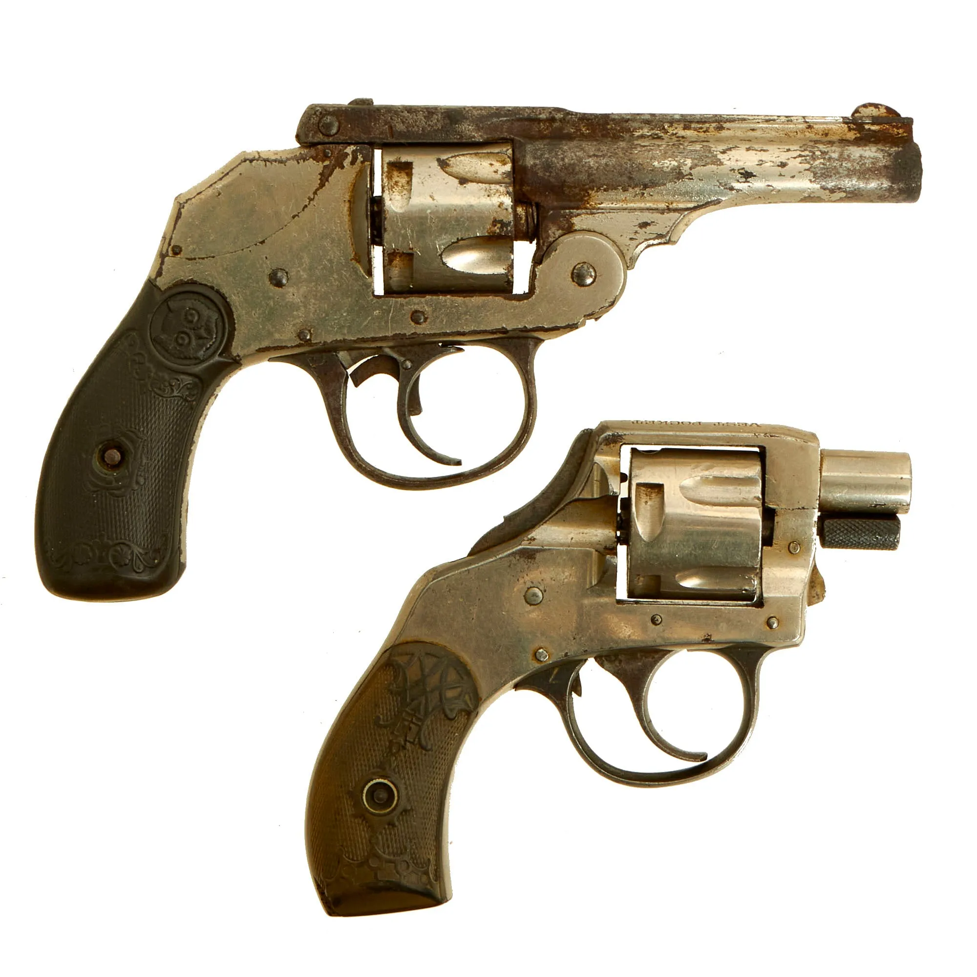 Original Set of 2 U.S. .32 Double Action Safety Hammer Revolvers in Grade 2 "As Found" Condition - Iver Johnson and H.& R.