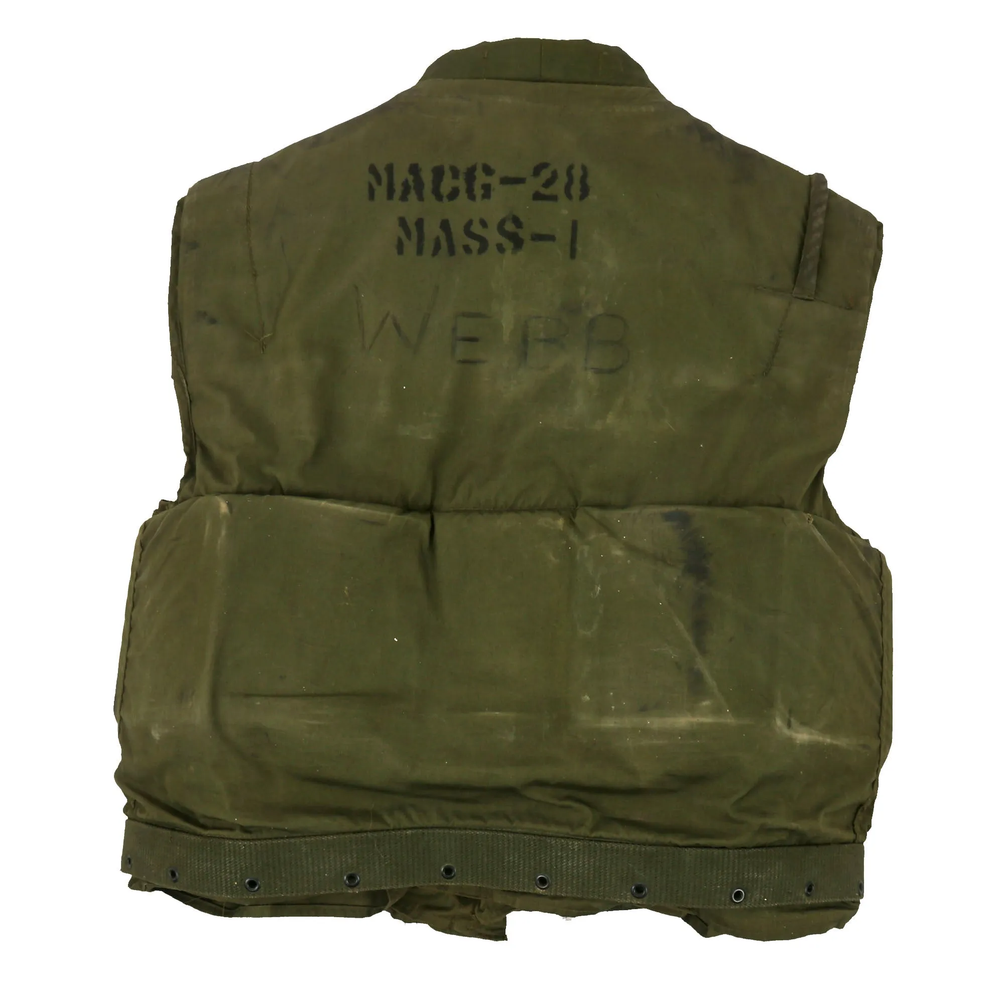 Original U.S. Vietnam War U.S.M.C. M-1955 Flak Body Armor Vest Unit Marked For Marine Air Control Group, Marine Air Support Squadron 1 - Size Medium
