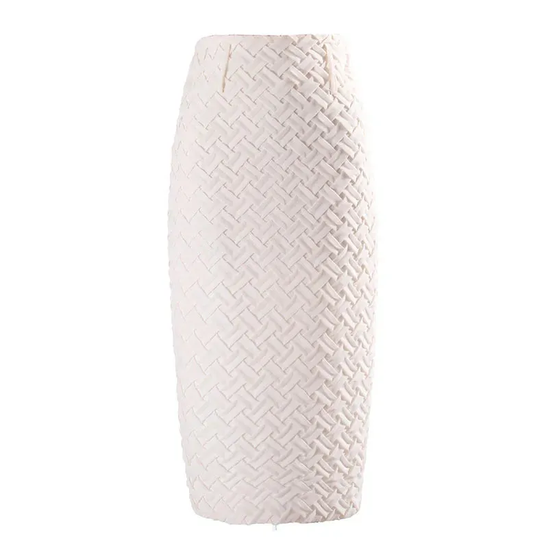 Plaid Midi Skirt For Women High Waist Sashes Straight Split Black Skirts Female Fashion Clothing Stylish