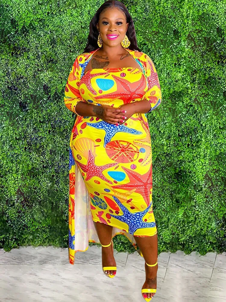 Plus Size 2 Piece Strapless Tube Dresses   Open Front Cardigan