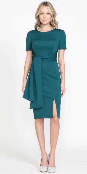 Poly USA 8524 Knee Length Short Sleeve Cocktail Dress