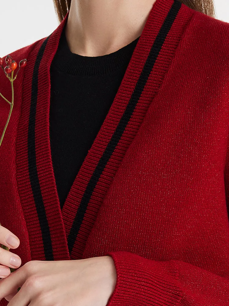 Pre-Order New Chinese-Style V-Neck Knitted Cardigan And Vest Dress Two-Piece Set