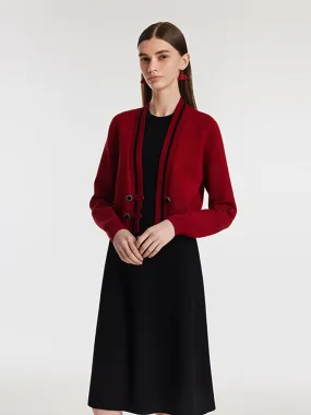 Pre-Order New Chinese-Style V-Neck Knitted Cardigan And Vest Dress Two-Piece Set