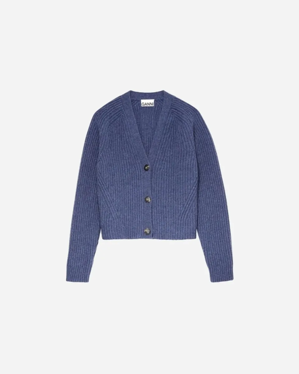 Rib Knit Cardigan - Dutch Blue