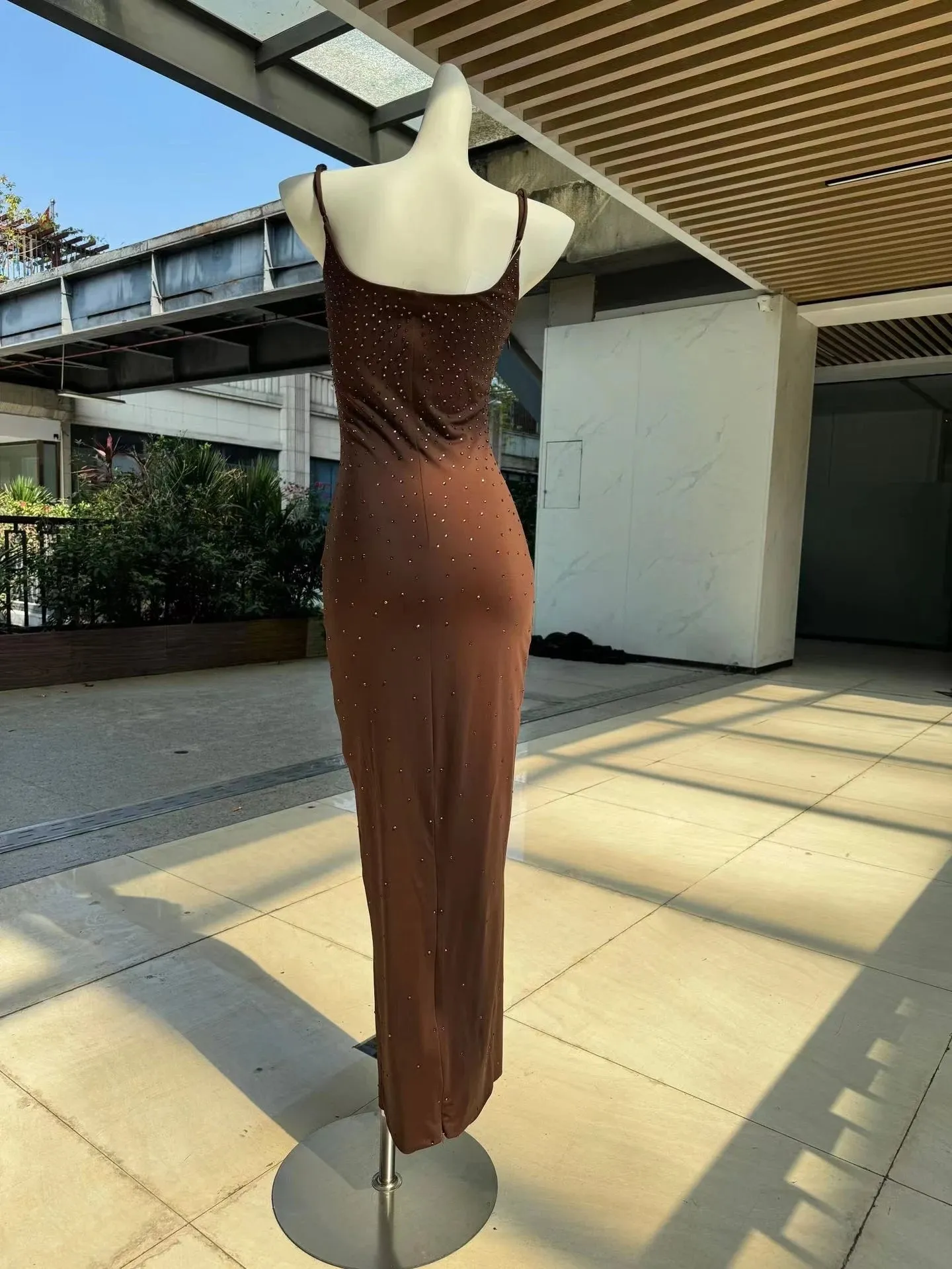 Sexy flash diamond black halter Womens dresses y2k Spice Girl style Slim package hip temperament long dress 2024 spring new