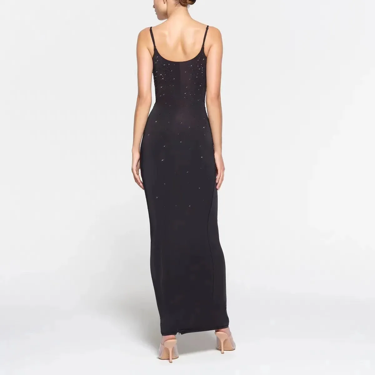 Sexy flash diamond black halter Womens dresses y2k Spice Girl style Slim package hip temperament long dress 2024 spring new