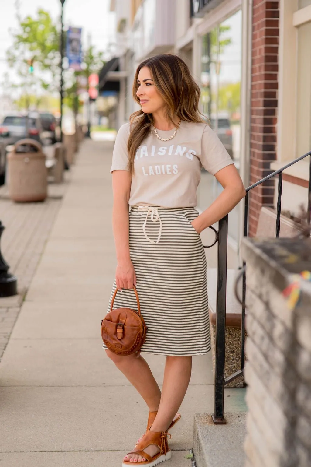 Striped Sweatshirt Midi Skirt