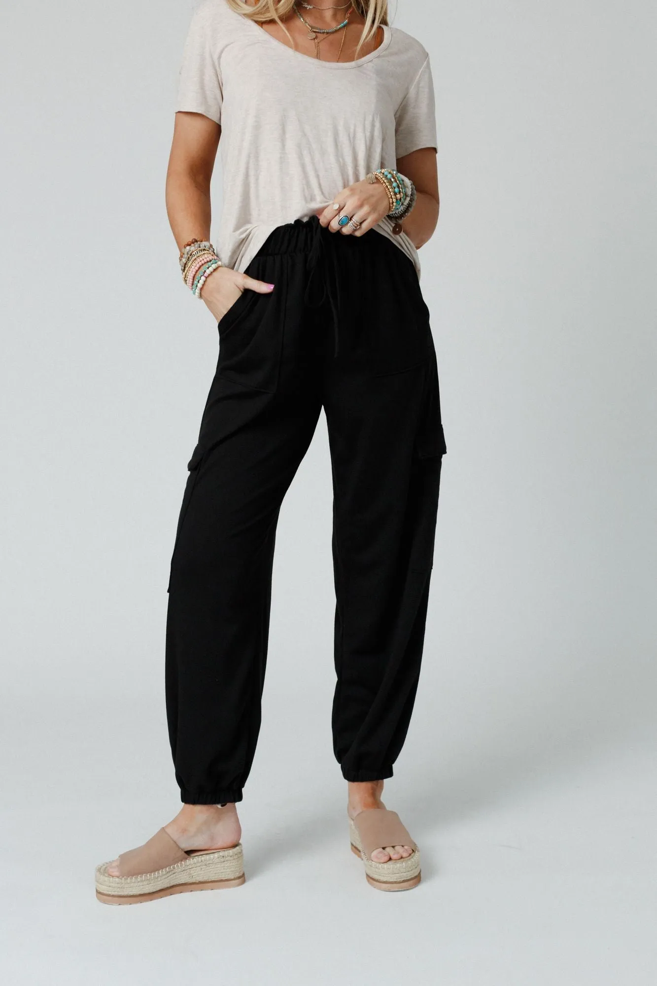 The Nest Easy Mornings Cinched Pants - Black