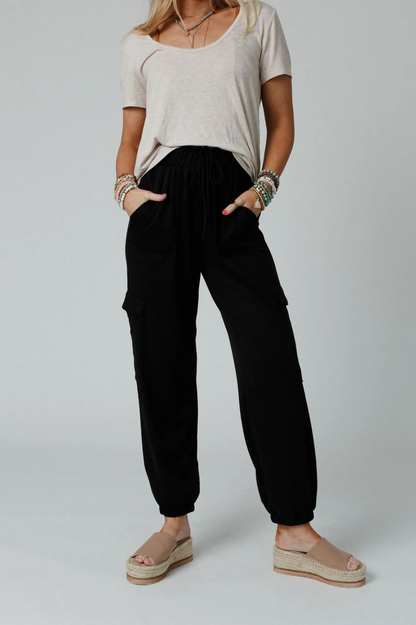 The Nest Easy Mornings Cinched Pants - Black