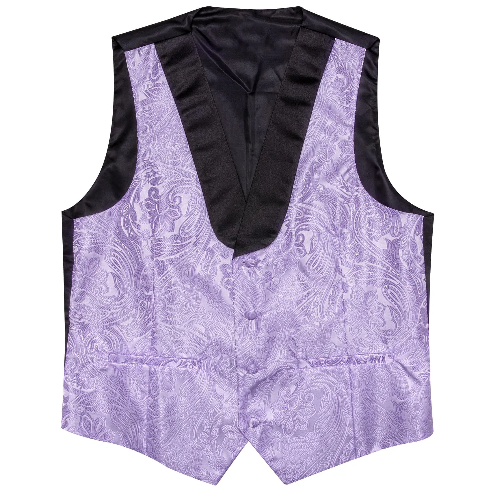 Ties2you Tuxedo Vest Light Purple Paisley Black Shawl Collar Silk Dress Vest for Men