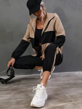 Two Tone Zip Up Hooded Jacket & Pants
