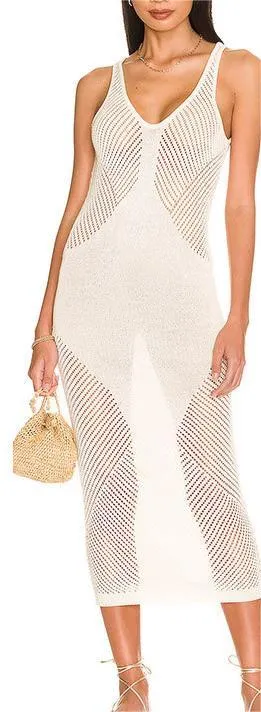 Vest-Style Knitted Dress Sexy Hollow Out Cutout Beach Dress Seaside Vacation Bikini Jacket Swimsuit Sun Protection Clothing